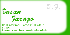 dusan farago business card